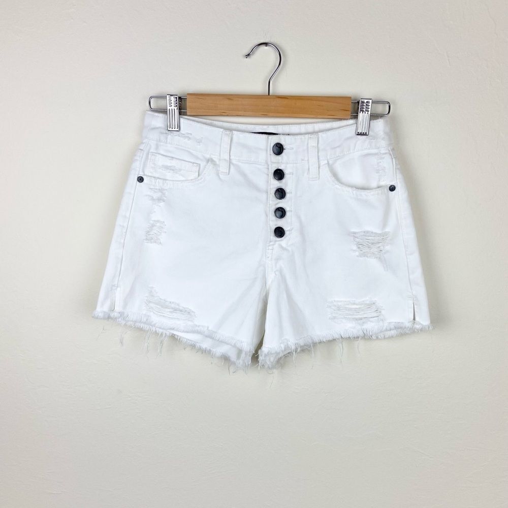 Joe’s Frayed Hem White Denim Shorts